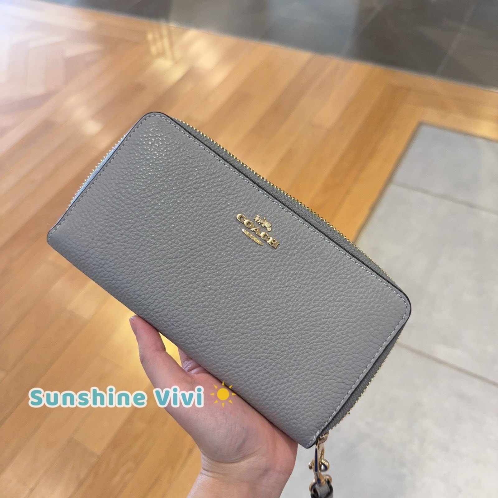 Nwt Coach Long Zip Around Wallet Leather C4451, Dove Grey